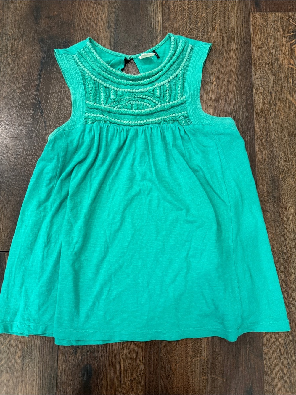Embroidered Sleeveless Tank Top - Teal NWOT size M